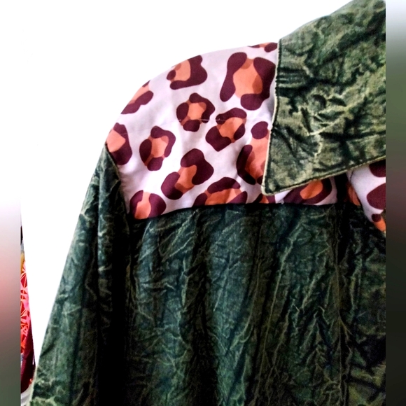 Acid-Wash Olive green swing jacket/dress - Picture 3 of 16